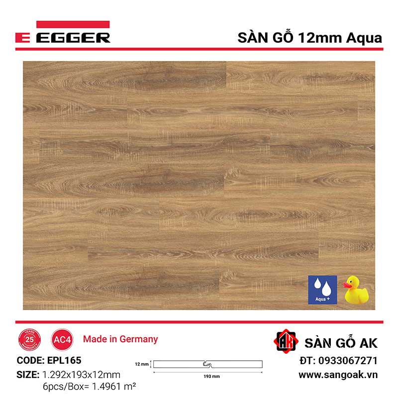 Sàn Gỗ Công Nghiệp Đức Egger Aqua 12mm EPL165